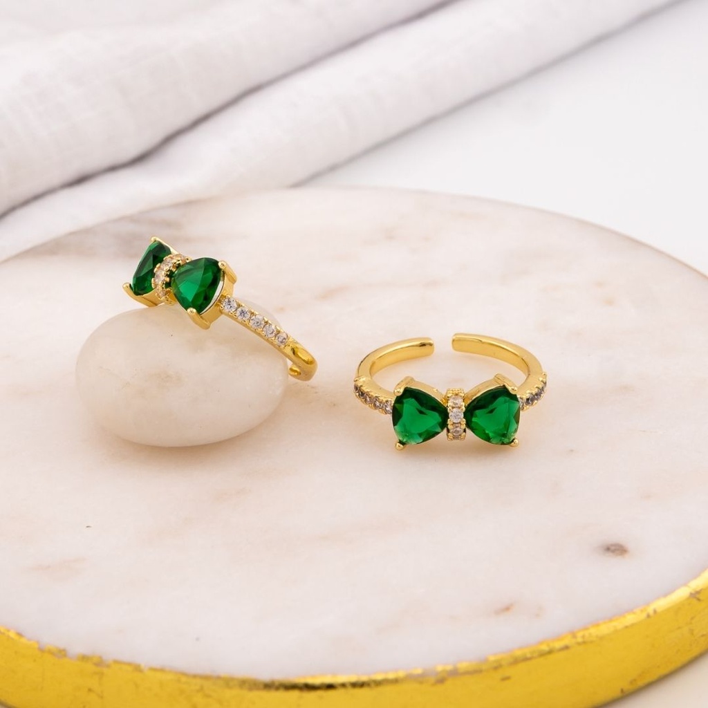 Anillo ajustable chongo con zirconias baño 18k