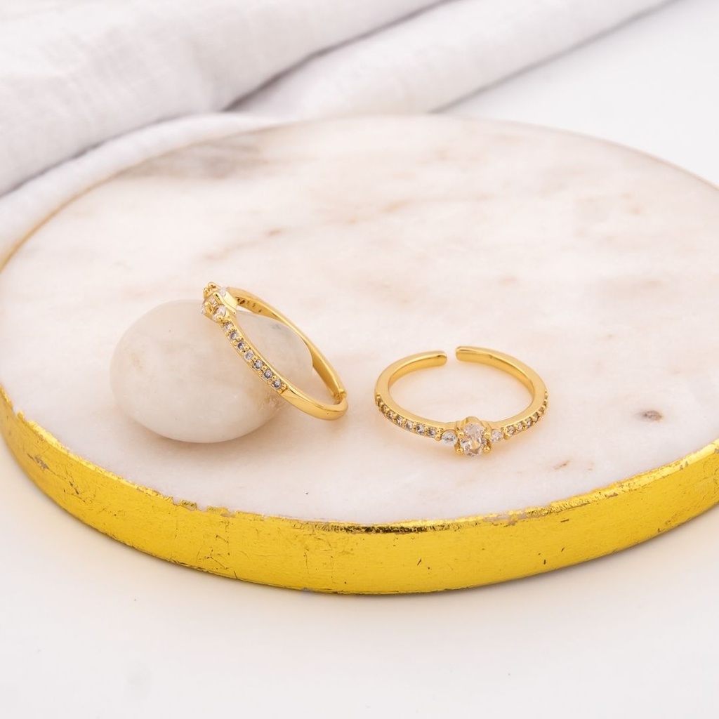 Anillo ajustable con zirconias baño 18k