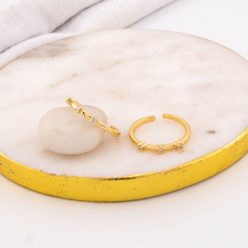 Anillo ajustable con zirconias baño 18k