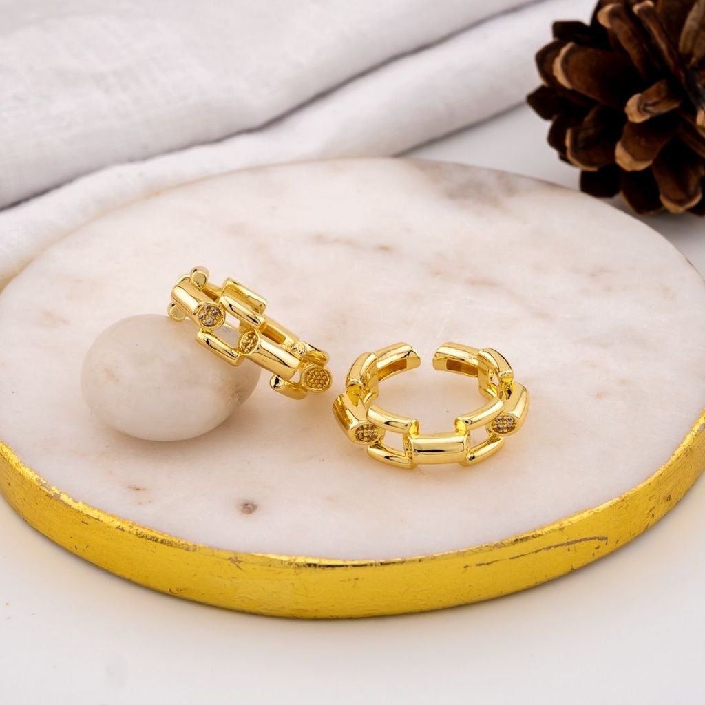 Anillo ajustable con zirconias baño 18k