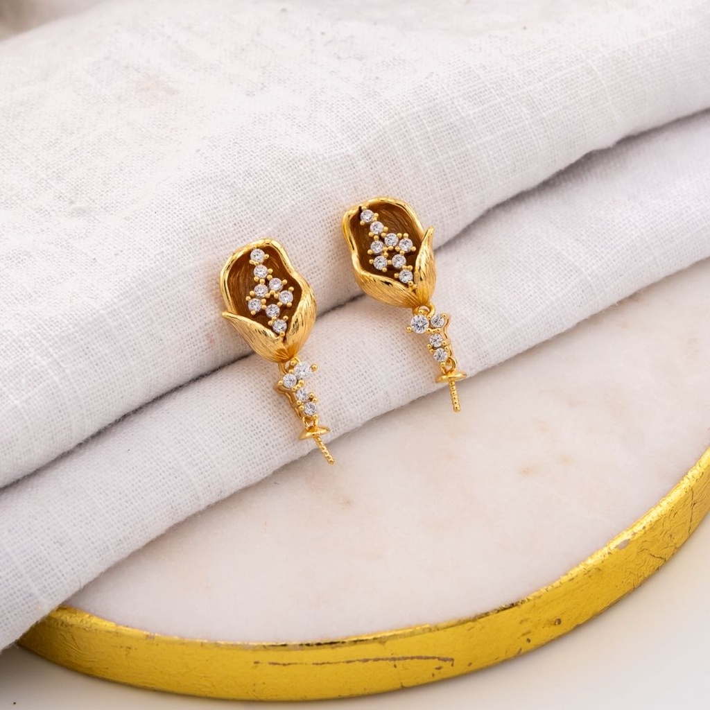 Patente con pin para perlas baño 18k