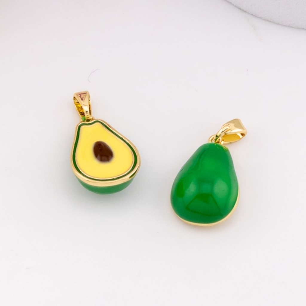 Dije de aguacate esmaltado baño 18k