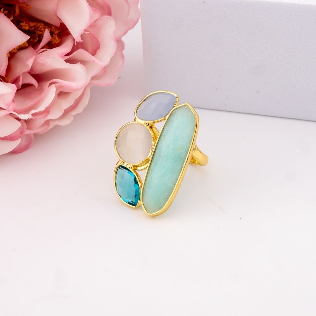 Anillo con piedra JASPER baño 18k