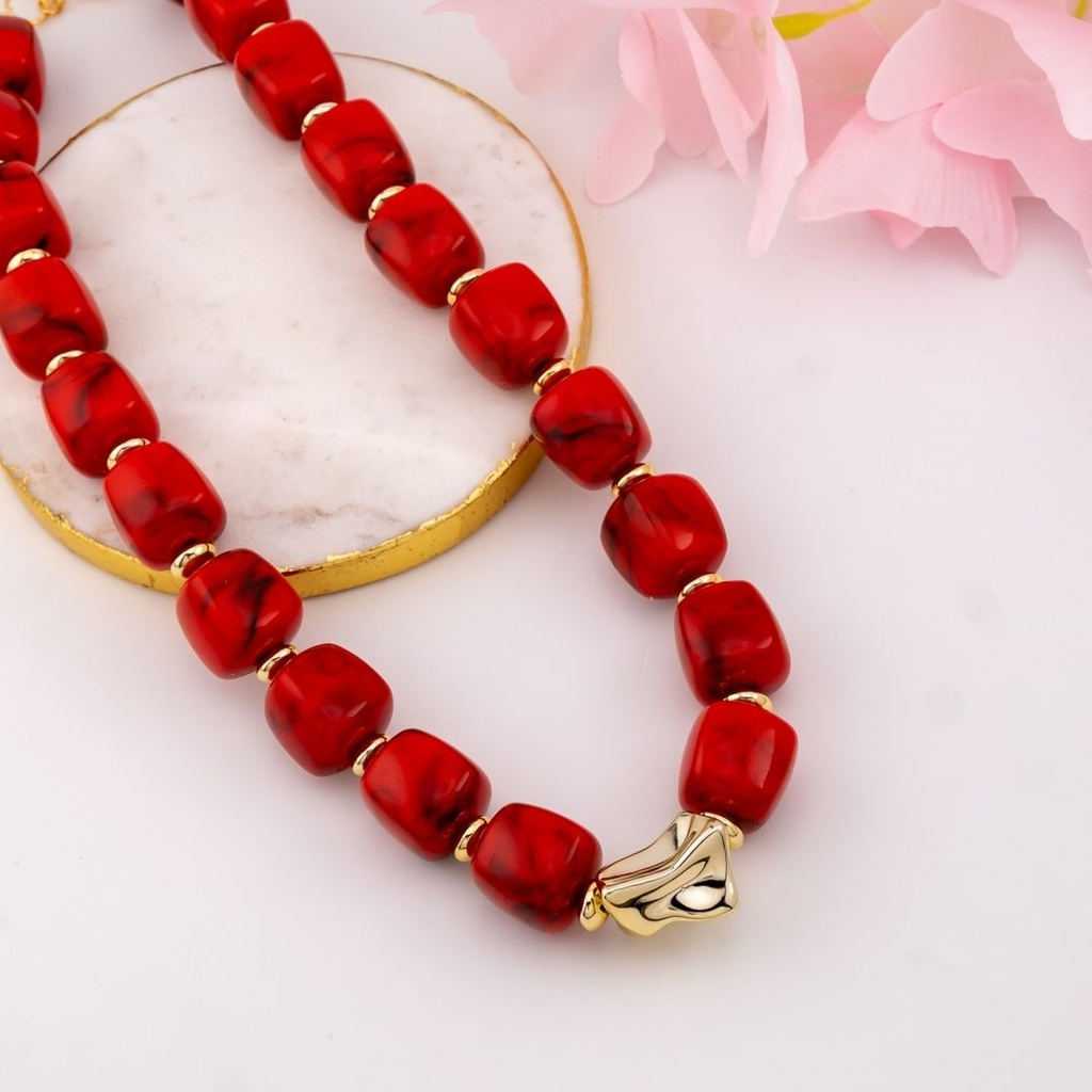 Collar CHUNKY acrilico baño 18k