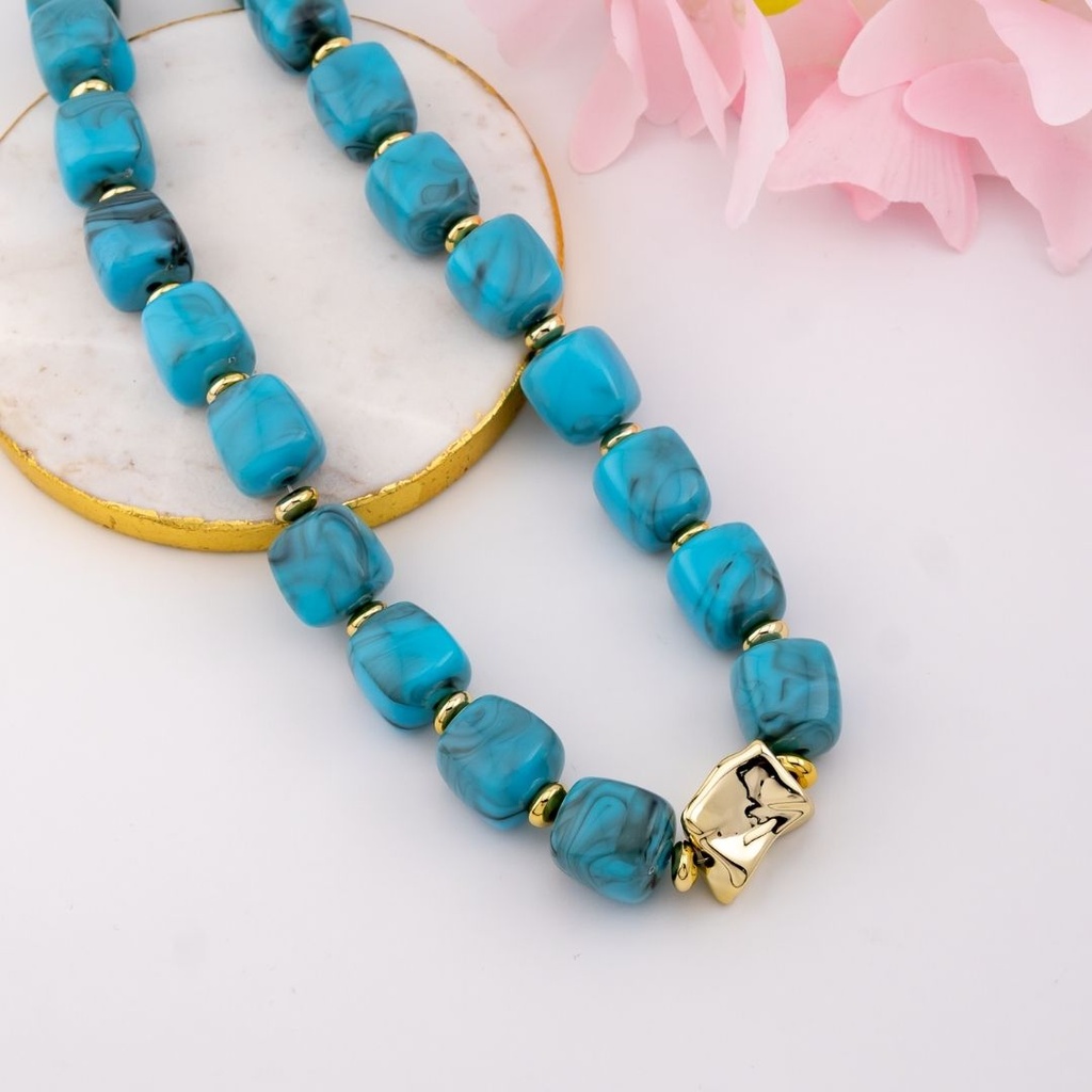 Collar CHUNKY acrilico baño 18k