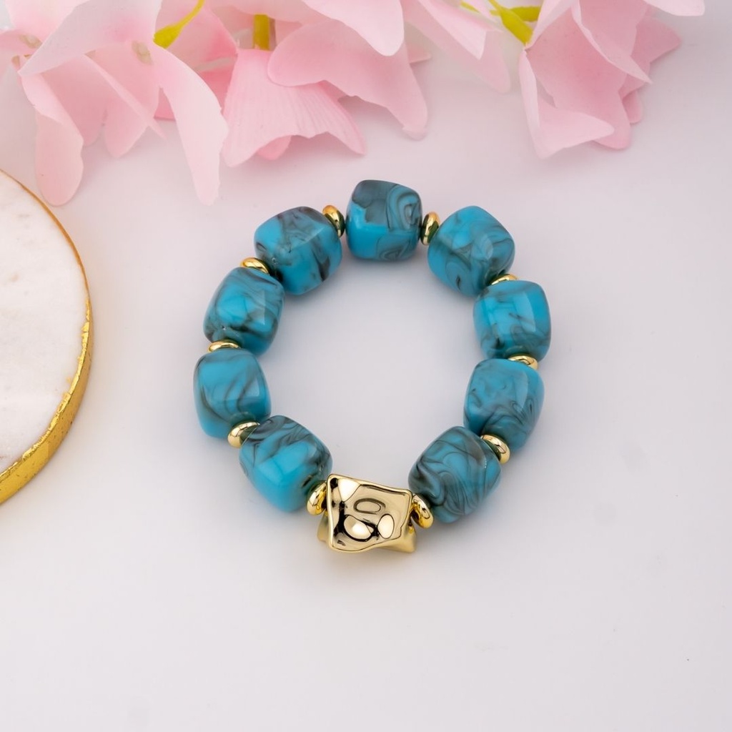 Pulsera elastica CHUNKY acrilico baño 18k