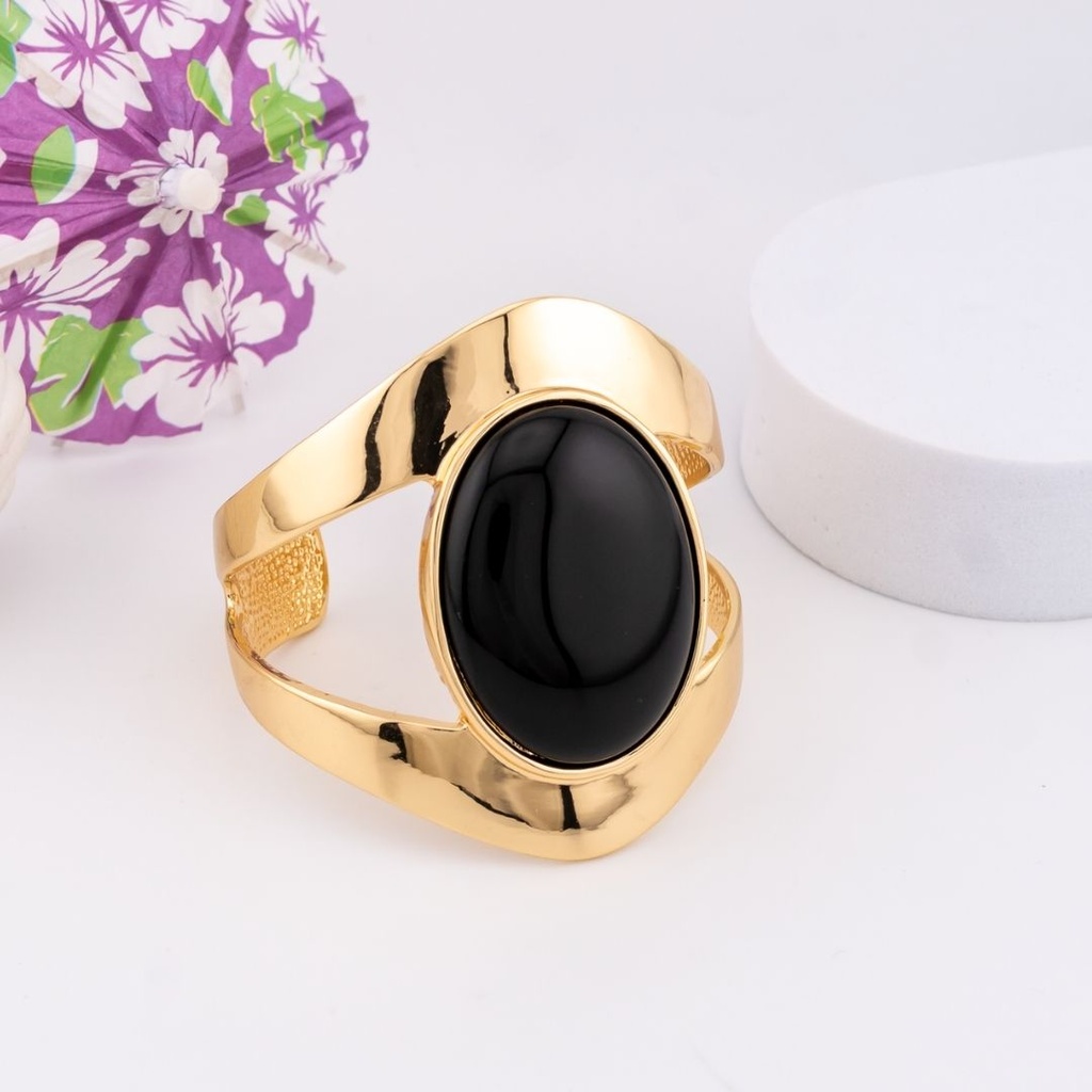 Brazalete chunky baño 18k negro
