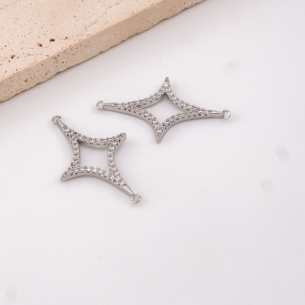 Enlace destello plateado baño 18k