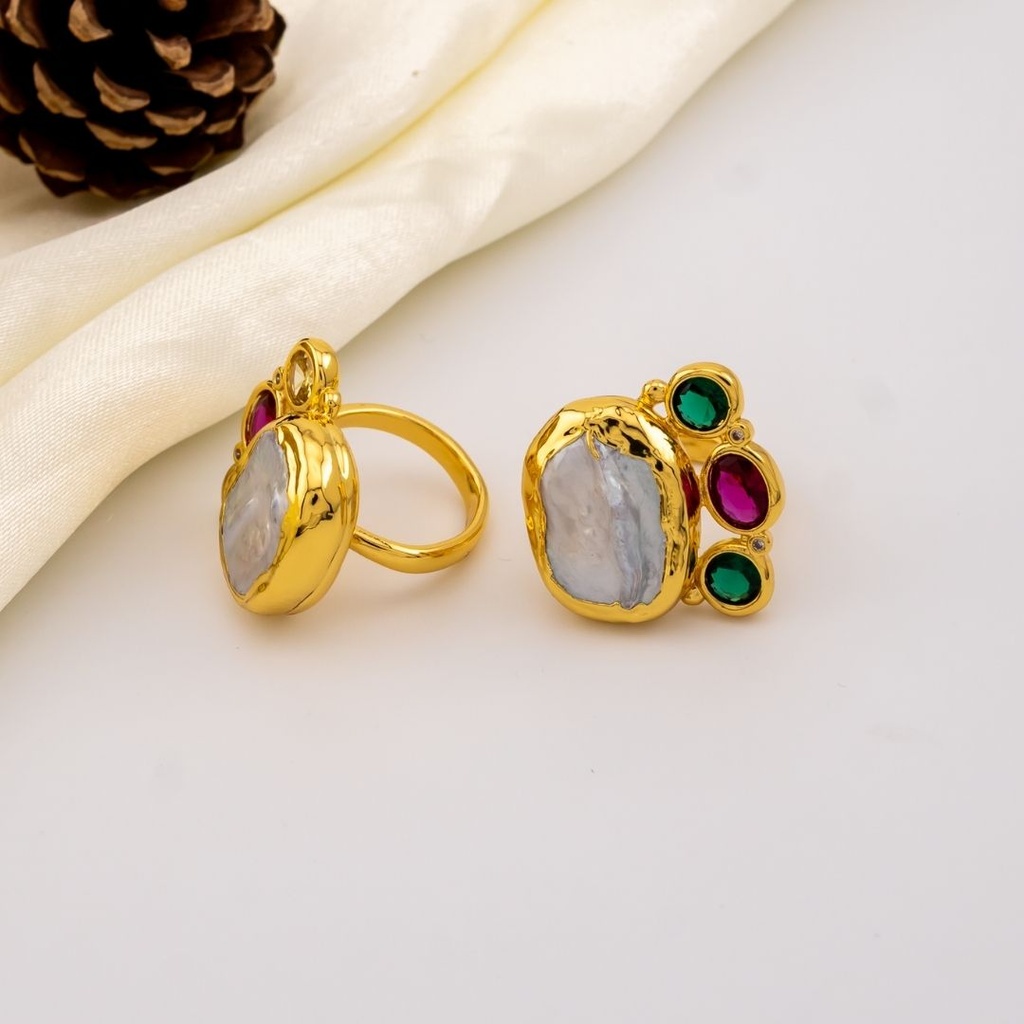 Anillo de barrocas engastados en goldfilled con zirconias