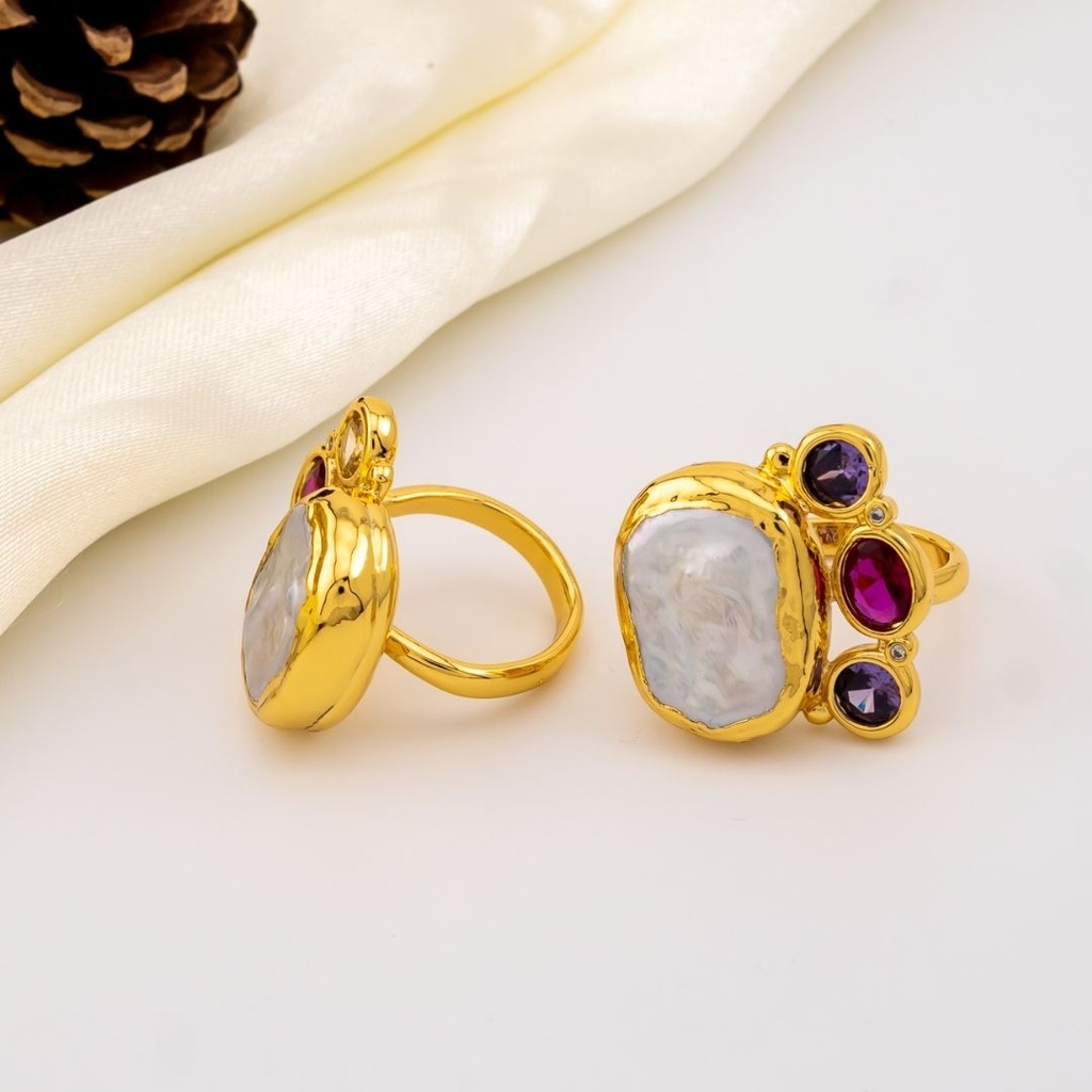 Anillo de barrocas engastados en goldfilled con zirconias