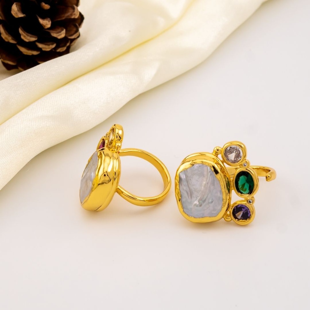 Anillo de barrocas engastados en goldfilled con zirconias