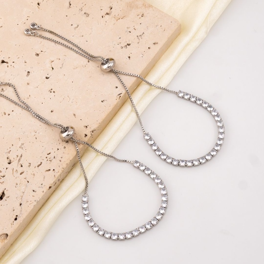 Pulsera de zirconias ajustable baño 18k