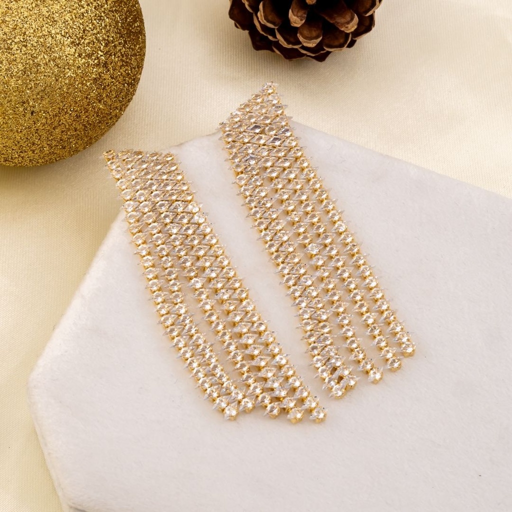 Aretes colgantes con zirconia baño 18k