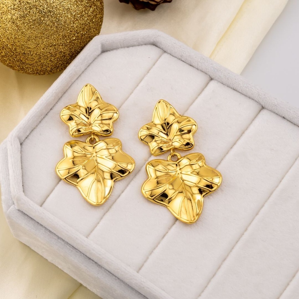 Aretes de hojas colgantes acero inoxidable