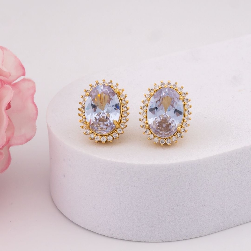 Aretes de presion con zirconias y baño 18k