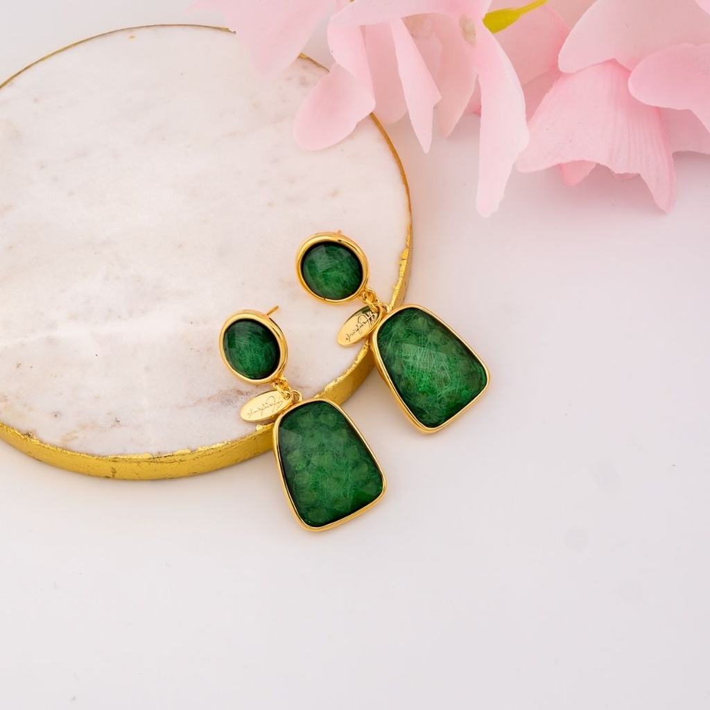 Aretes colgantes de colores baño 18k