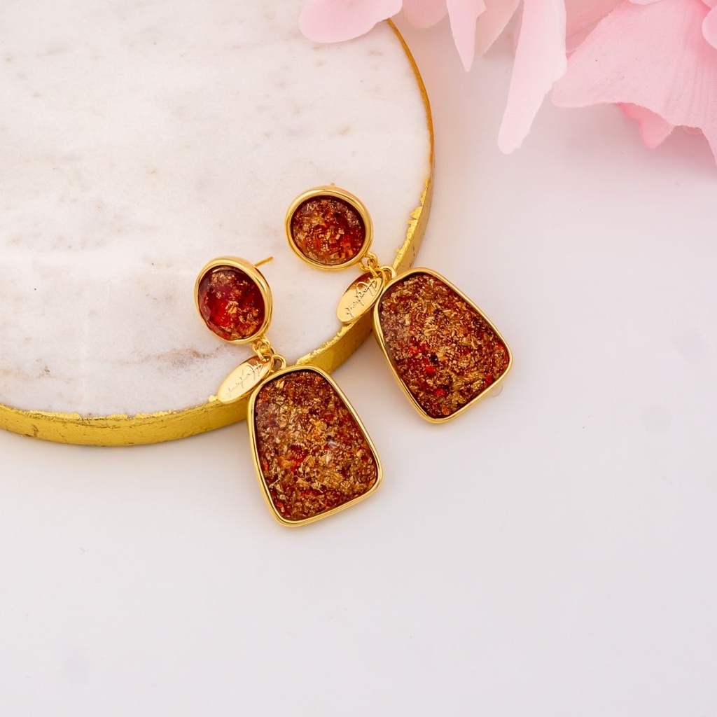 Aretes colgantes de colores baño 18k