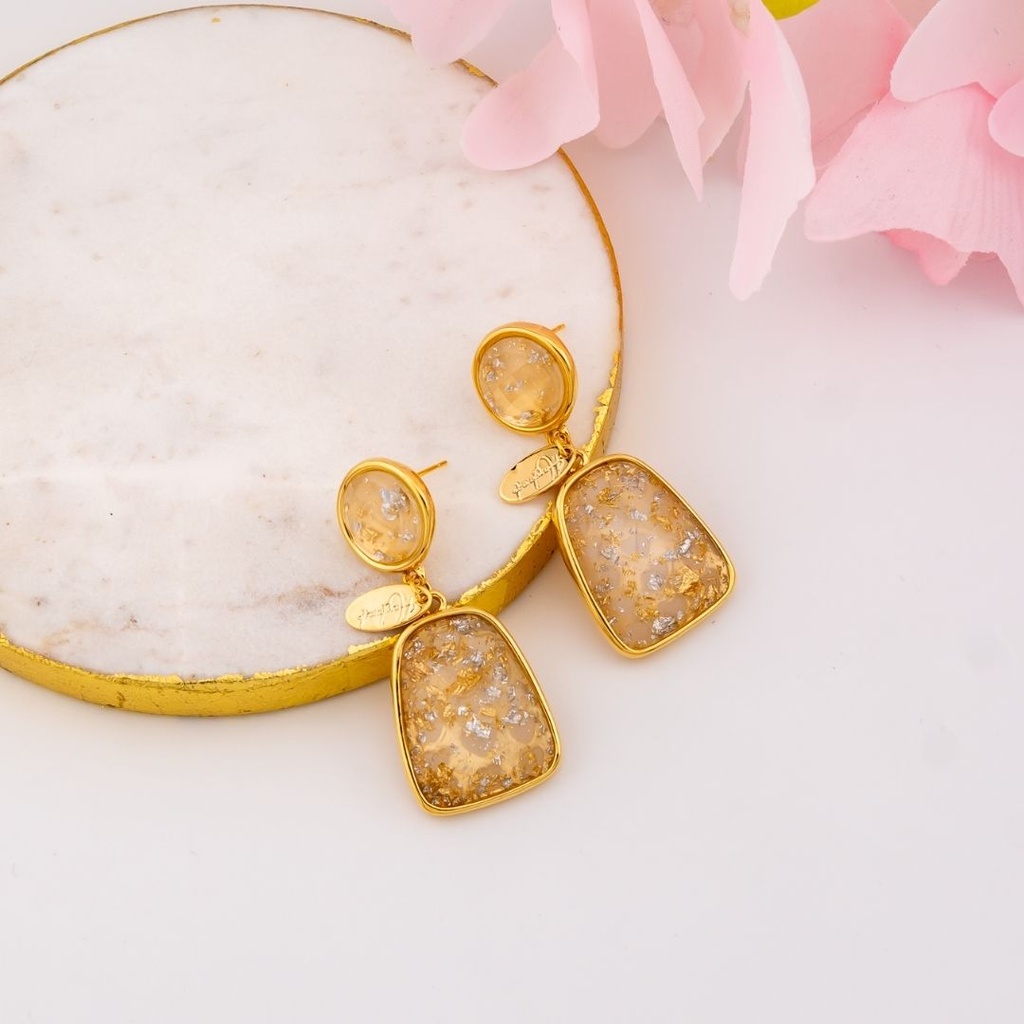 Aretes colgantes de colores baño 18k