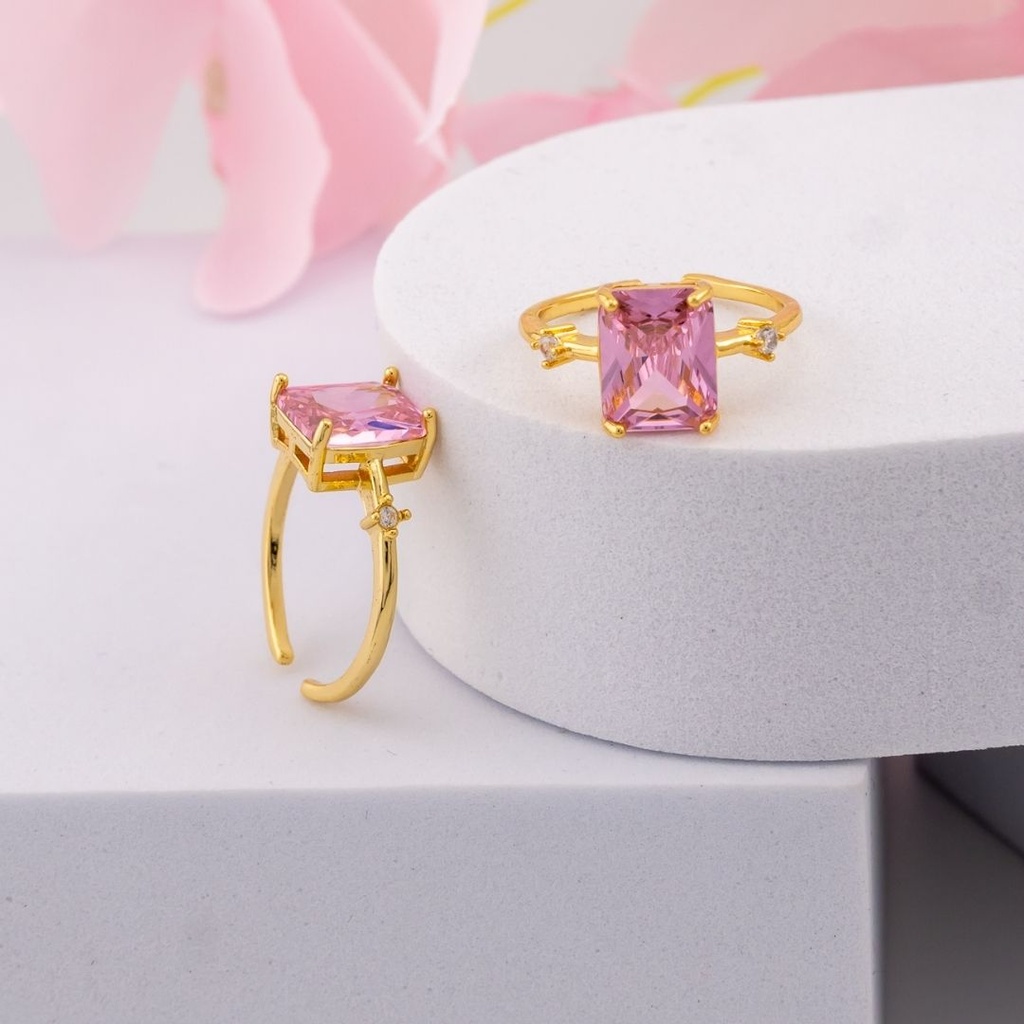 Anillos ajustable con zirconia baño 18k