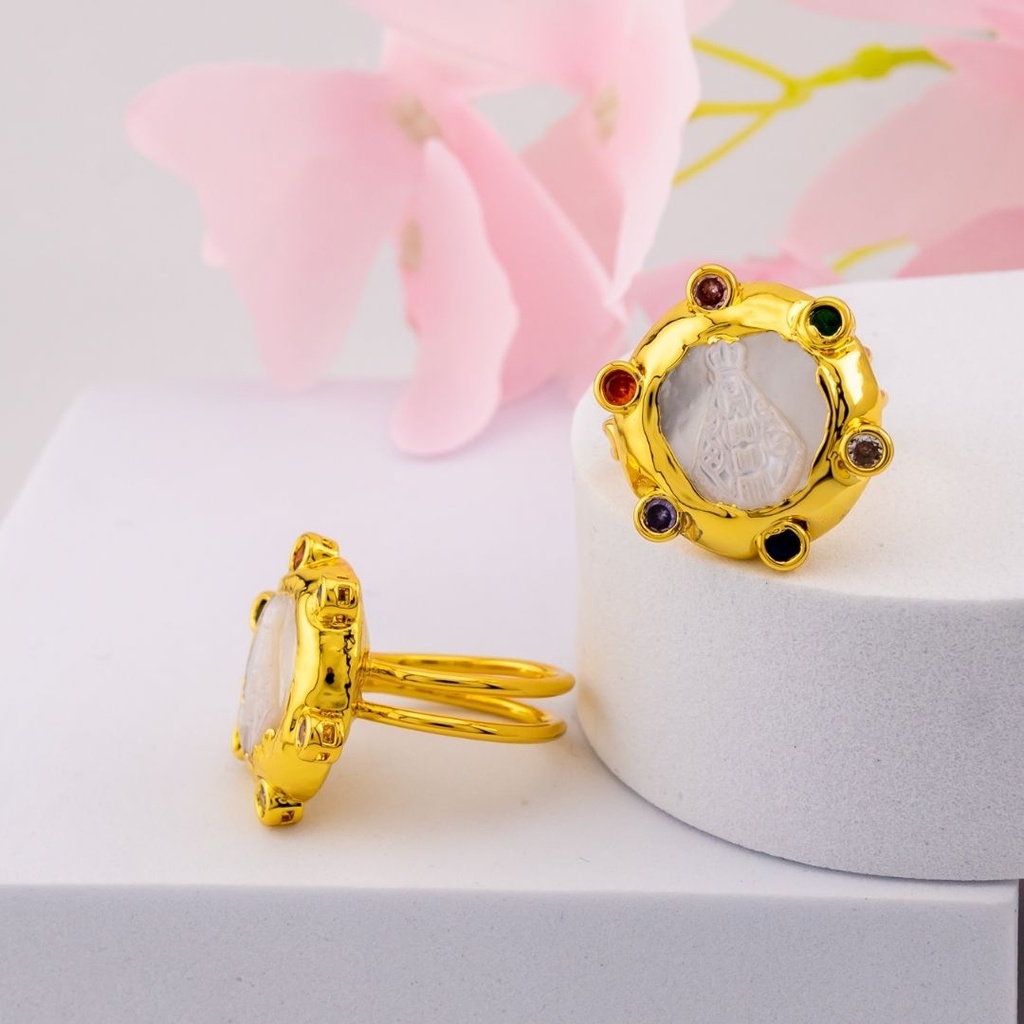 Anillo ajustable VIRGEN SUYAPA engastado en goldfilled