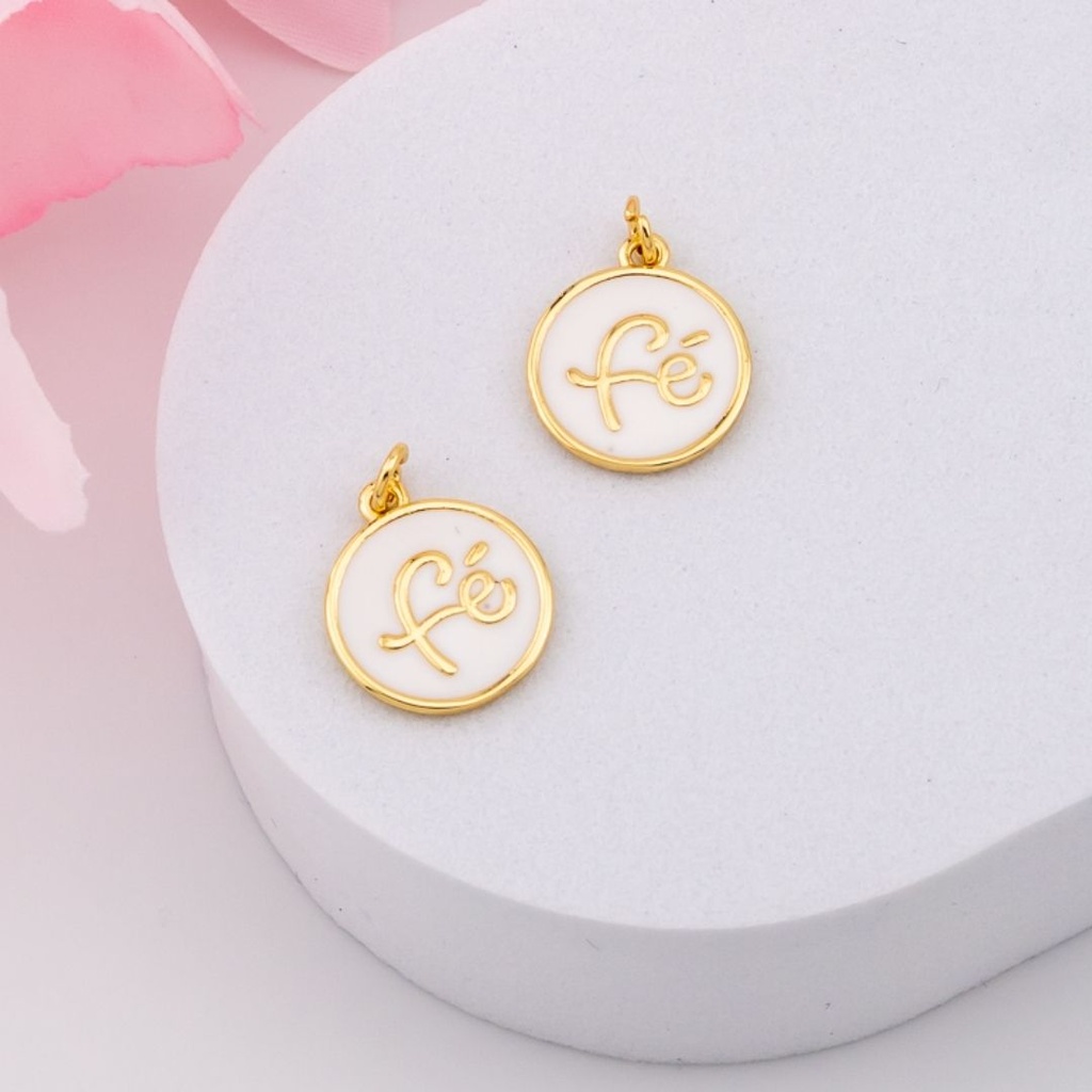 Dije redondo FE esmaltado baño 18k