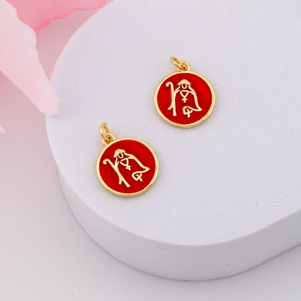 Dije redondo esmaltado baño 18k