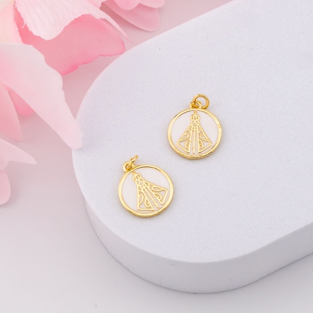 Dije redondo VIRGEN SUYAPA esmaltado baño 18k