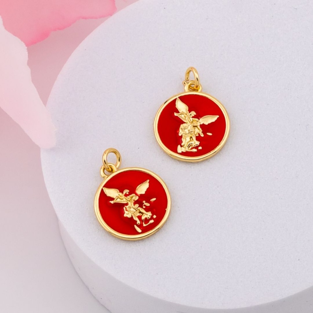 Dije redondo ANGEL esmaltado baño 18k