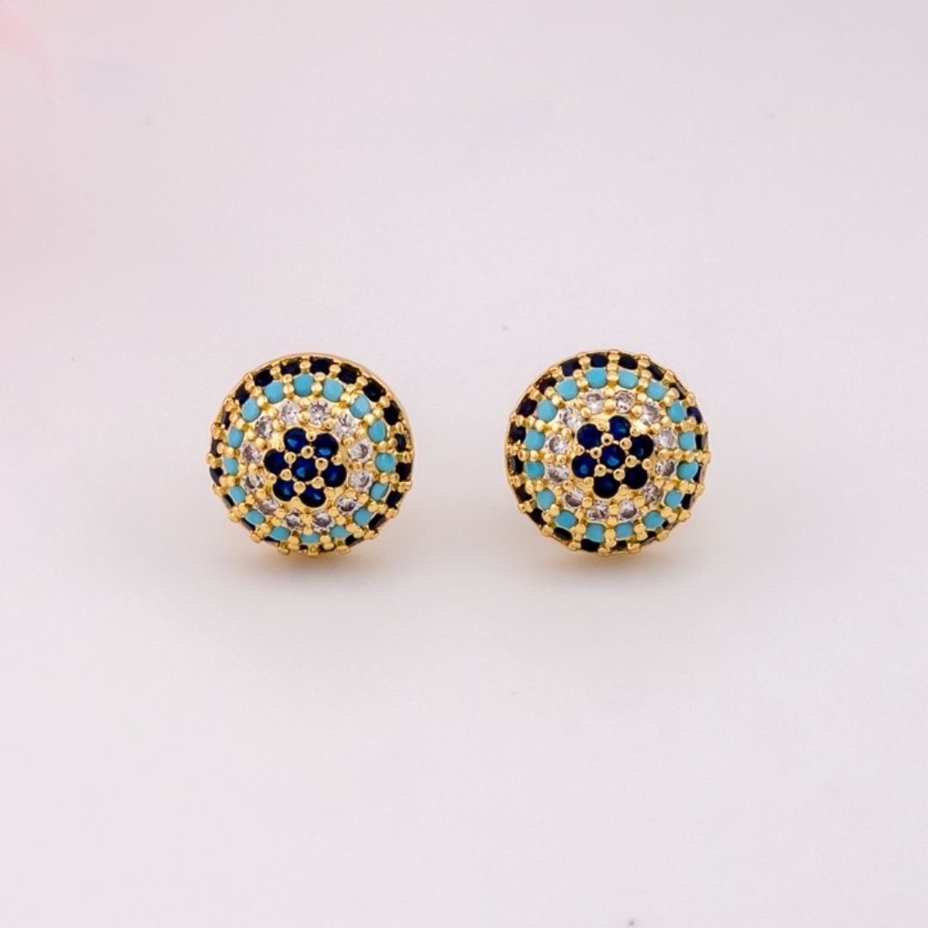 Aretes stud de OJO TURCO con zirconias baño 18k