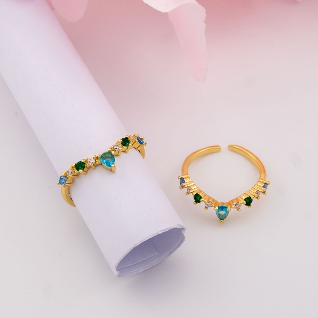 Anillo ajustable con zirconias baño 18k