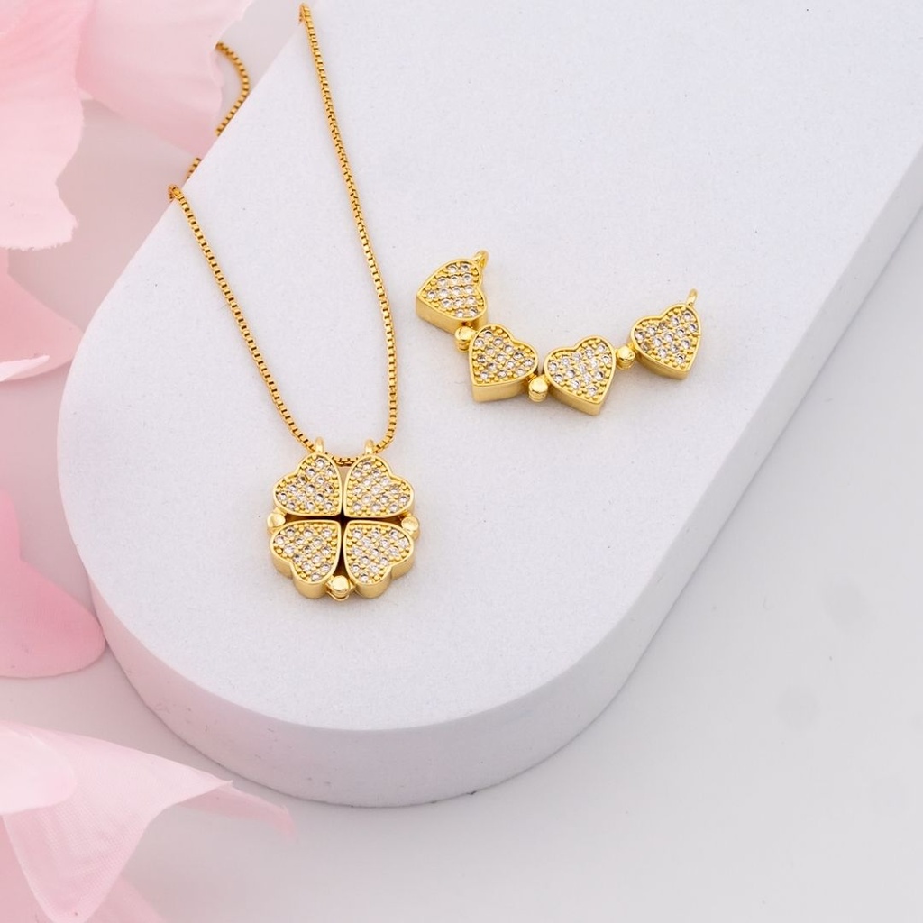 Dije de corazon con Iman y Zirconias baño 18k