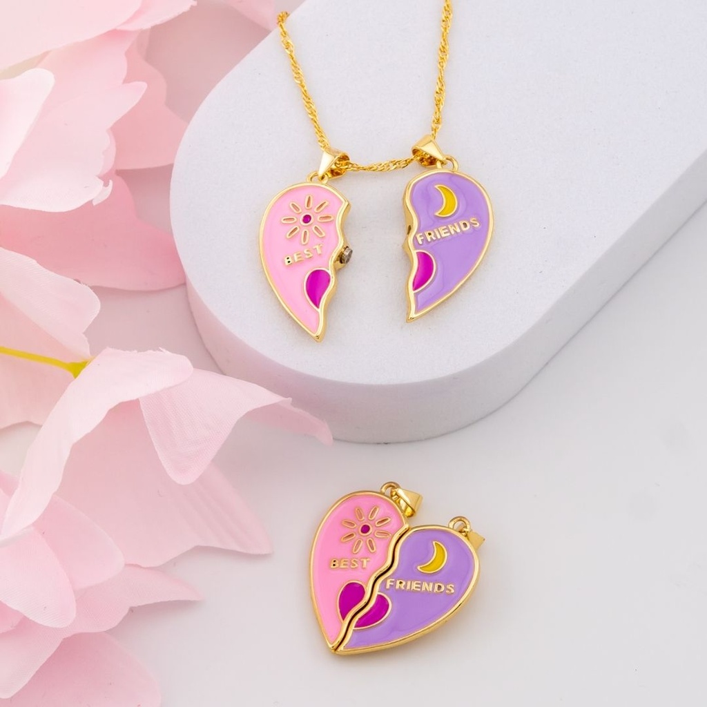 Set de dijes BEST FRIENDS esmaltado baño 18k