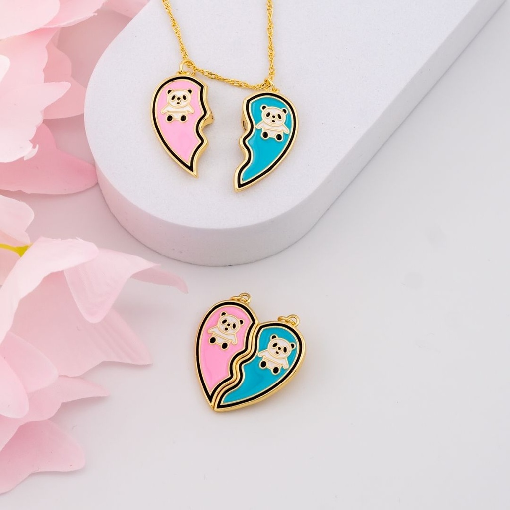 Set de dijes PANDAS esmaltado baño 18k