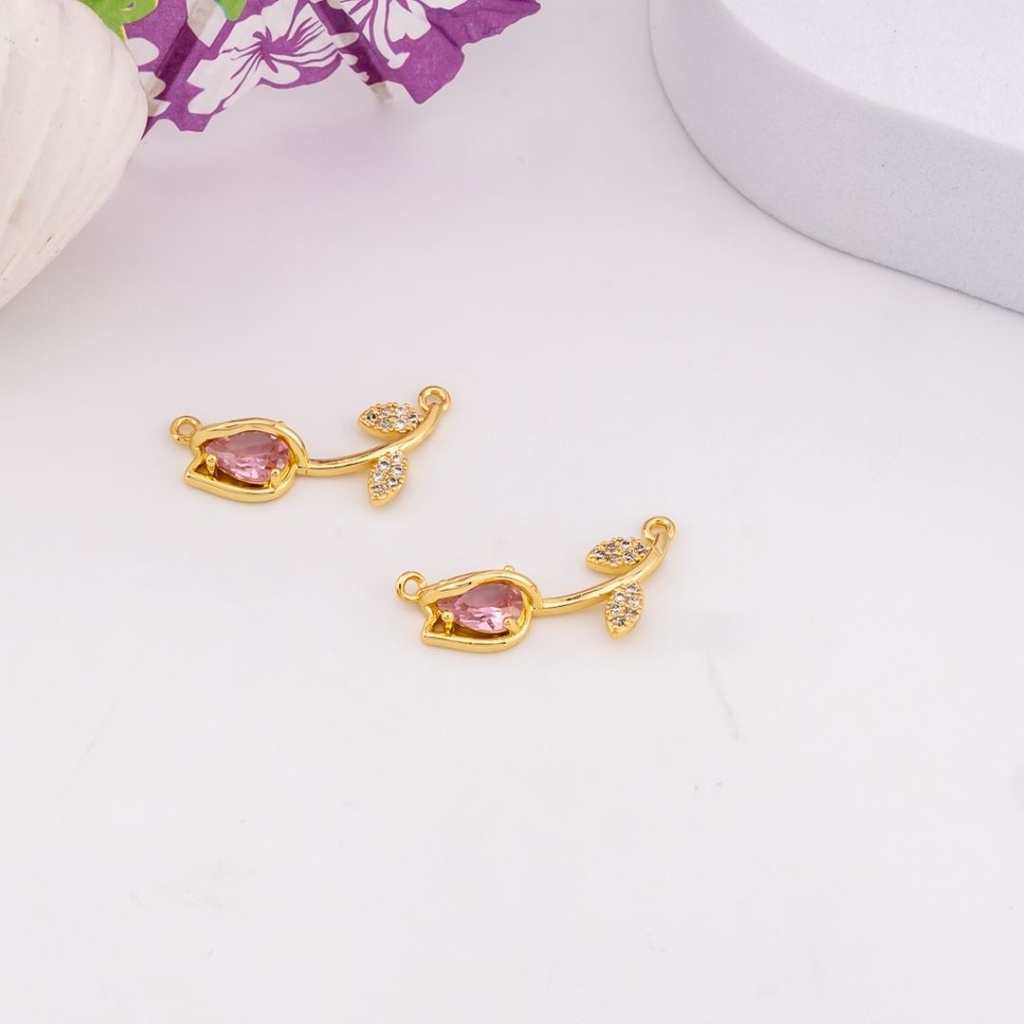Enlace de tulipan con zirconias baño 18k rosa