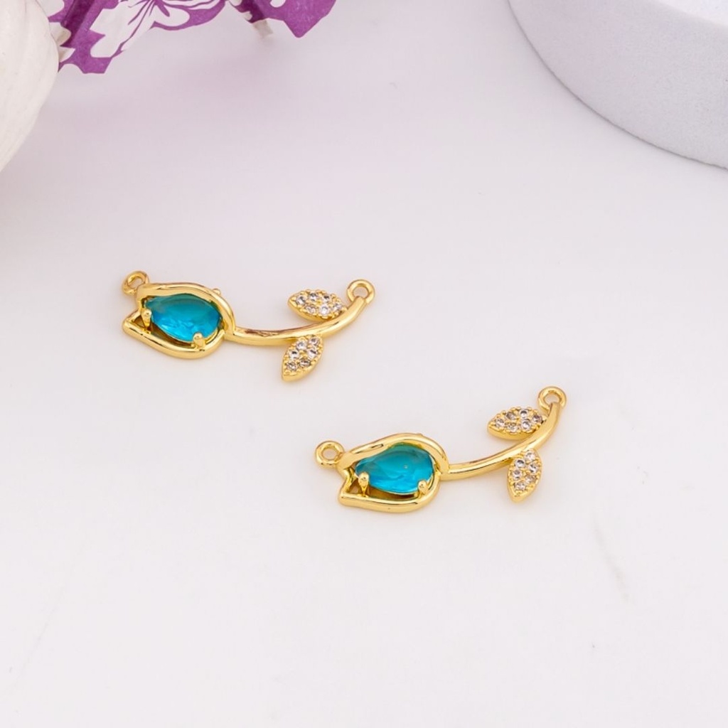Enlace de tulipan con zirconias baño 18k azul