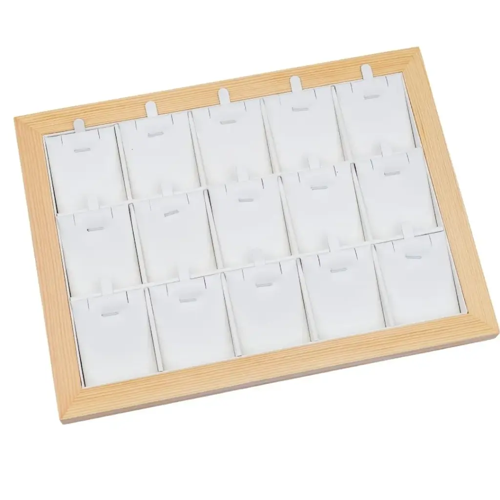 Exhibidor en madera para aretes 15 compartimientos 32 x 23.5 cm