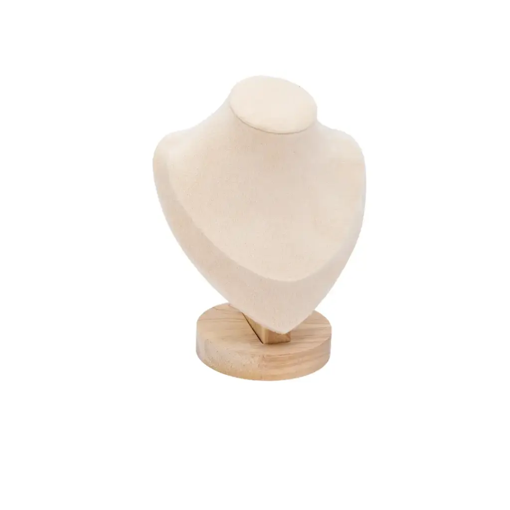 Exhibidor de madera en forma de cuello color crema 17 cm