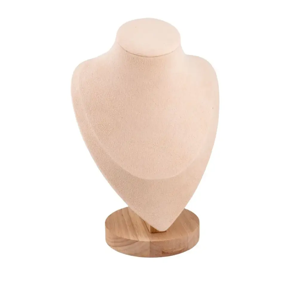Exhibidor de madera en forma de cuello color crema 22.5 cm