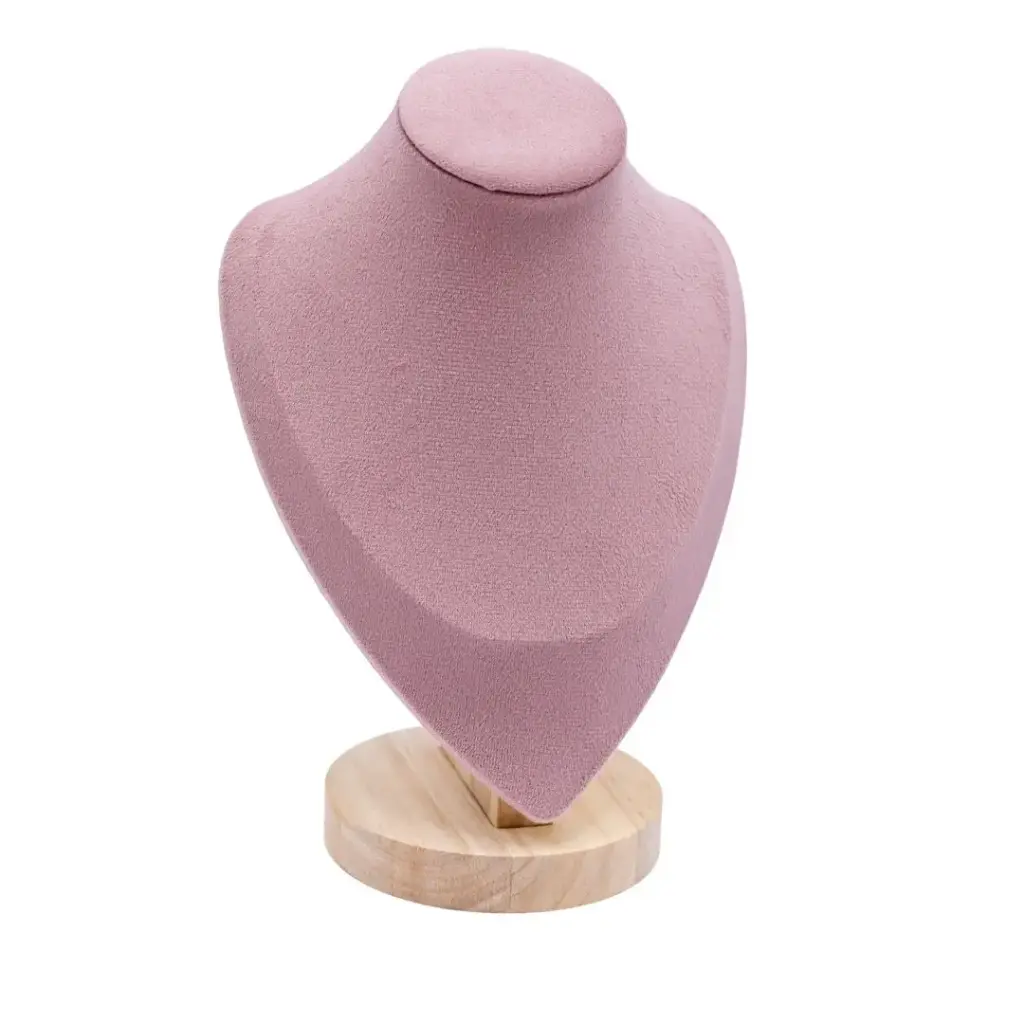 Exhibidor de madera en forma de cuello color rosa 22.5 cm