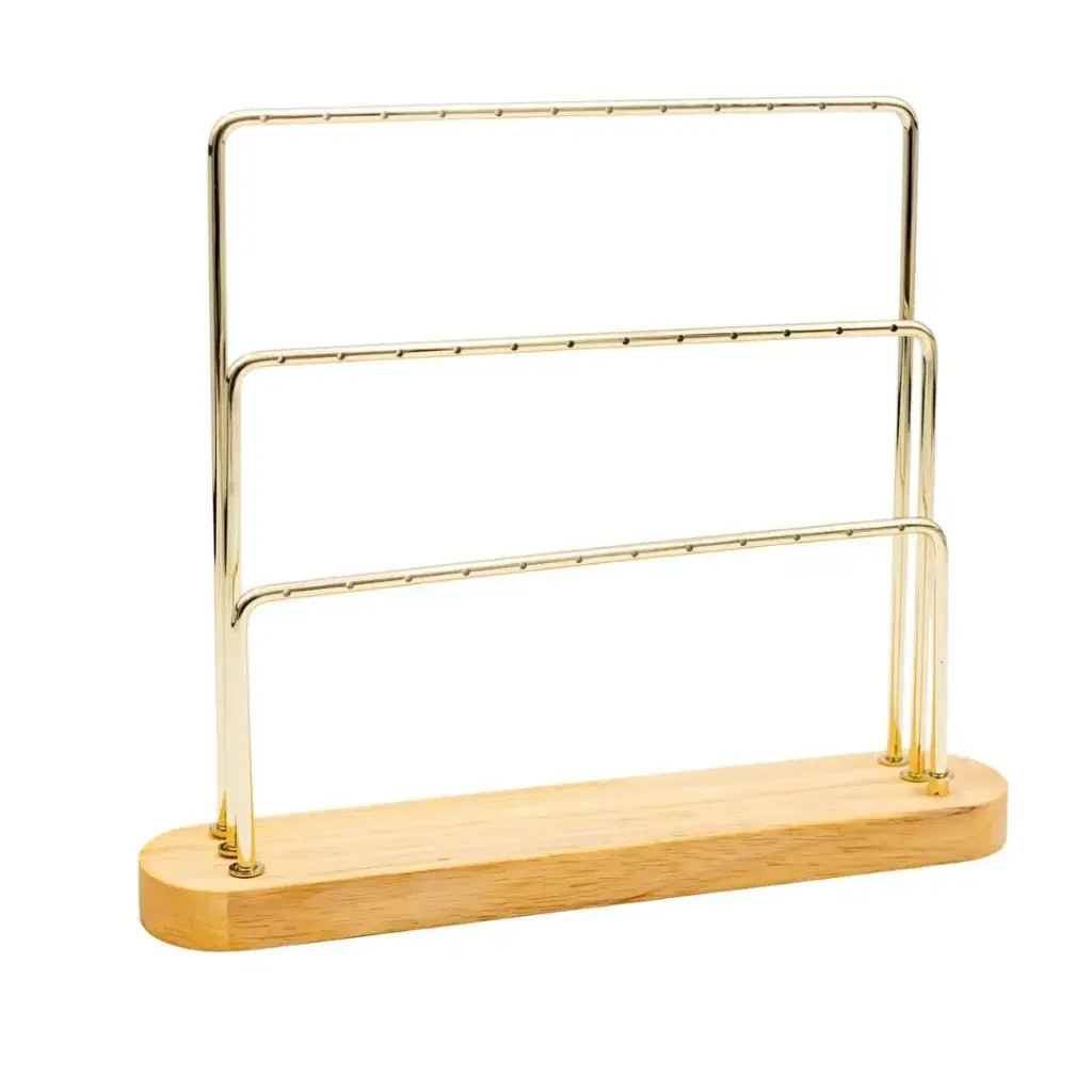 Exhibidor en madera de tres niveles para aretes 30 x 10 x20 CM