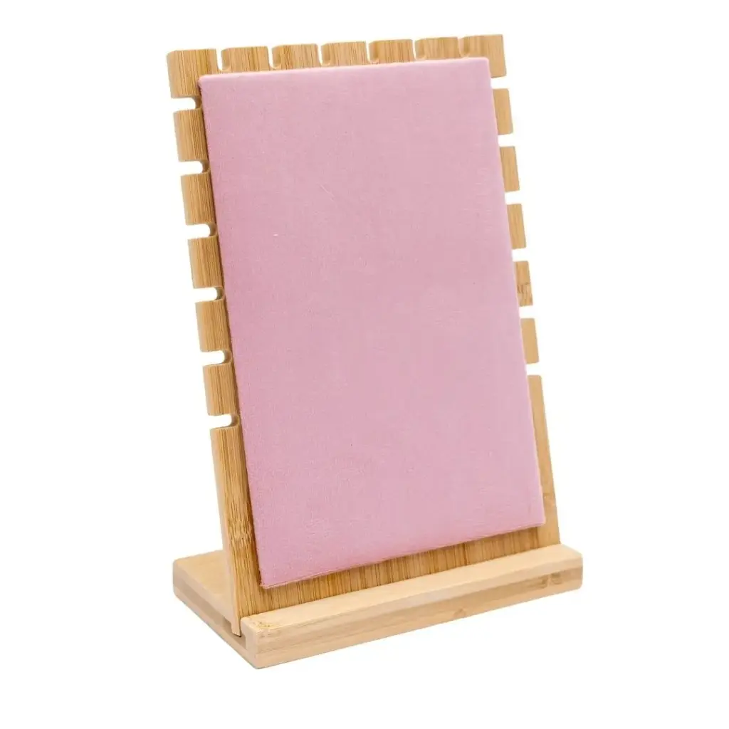 Exhibidor para joyeria en madera rosa 26 x 16.5 cm
