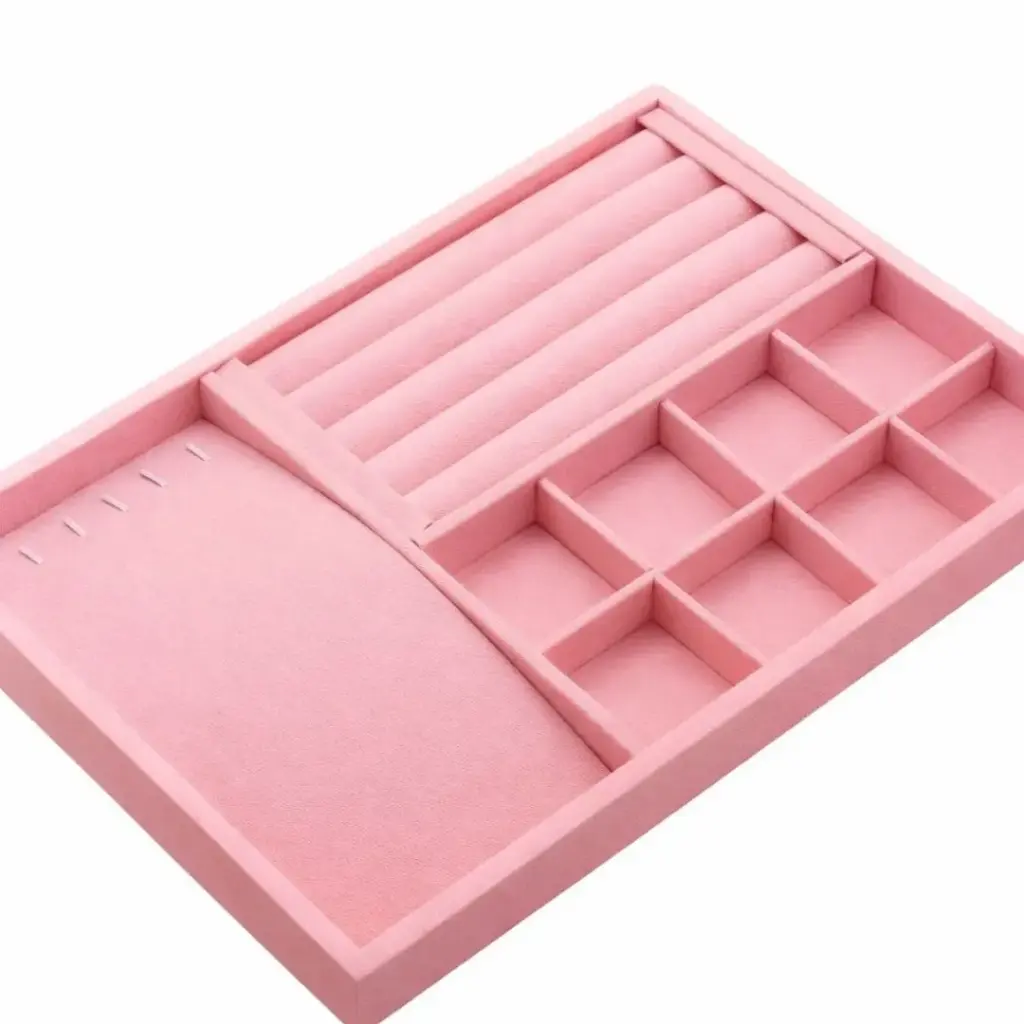 Exhibidor para cadenas, anillos y pulseras rosa