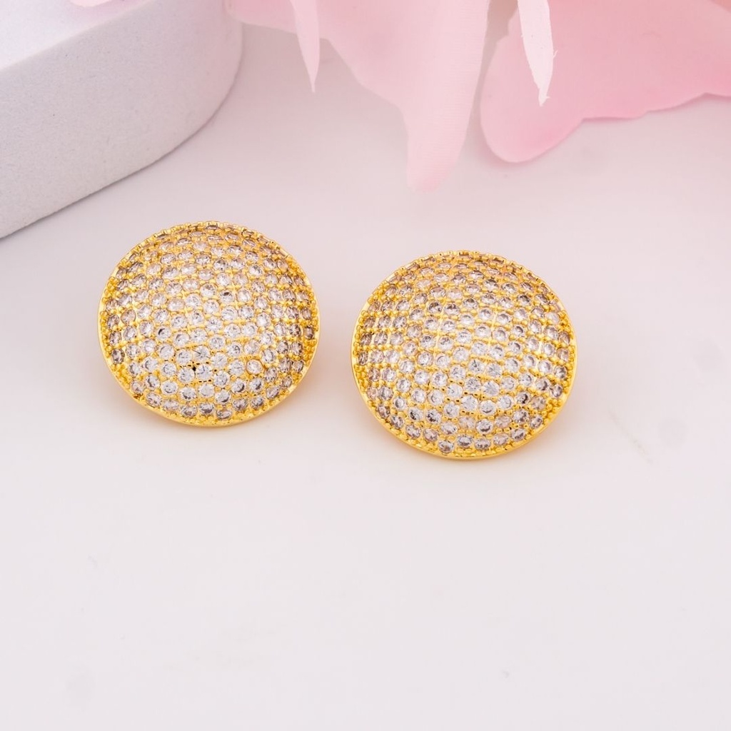 Aretes stud redondos con zirconias baño 18k