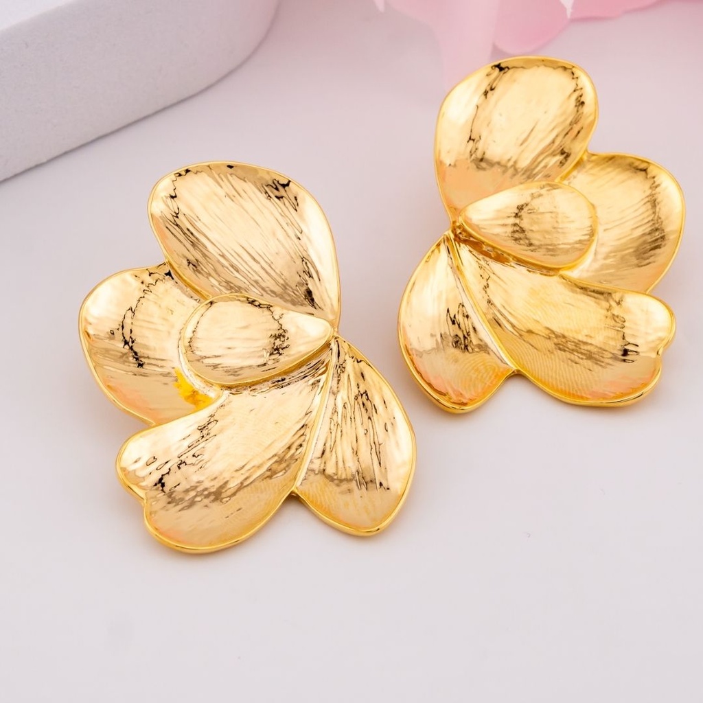 Aretes de hojas baño 18k