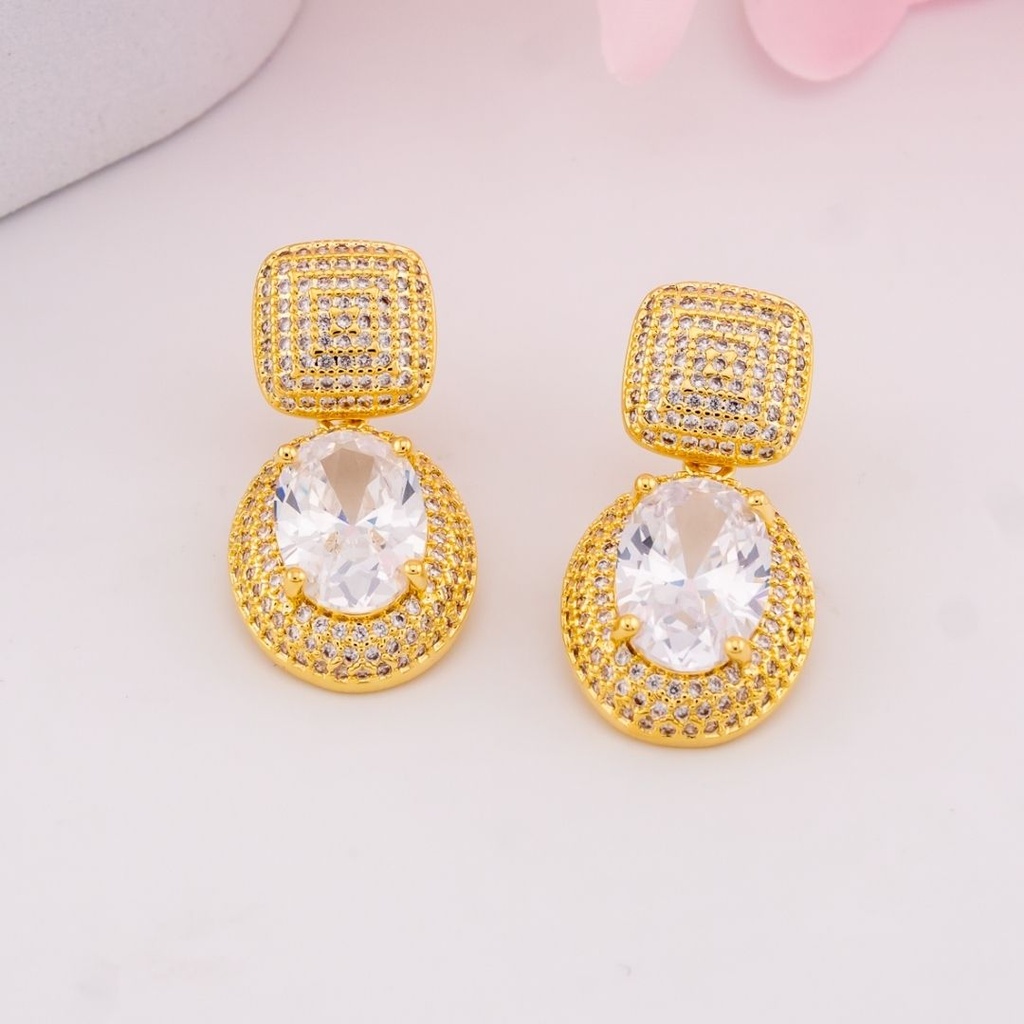 Aretes colgantes con zirconias baño 18k