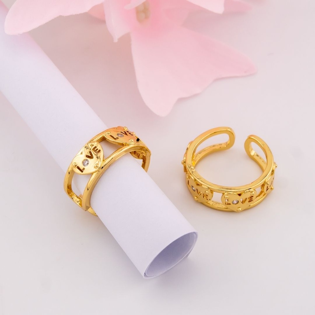 Anillo ajustable LOVE baño 18k