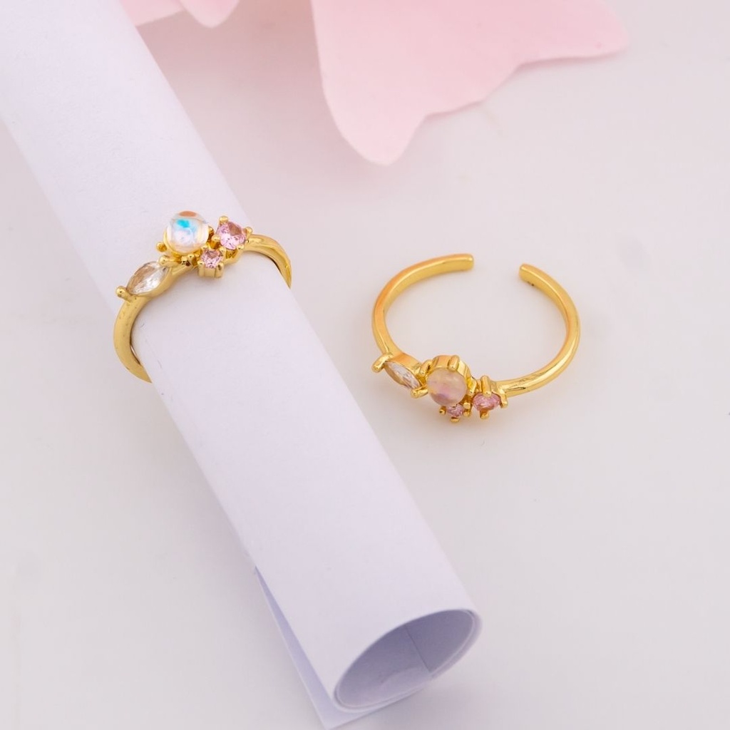 Anillo ajustable con zirconias baño 18k