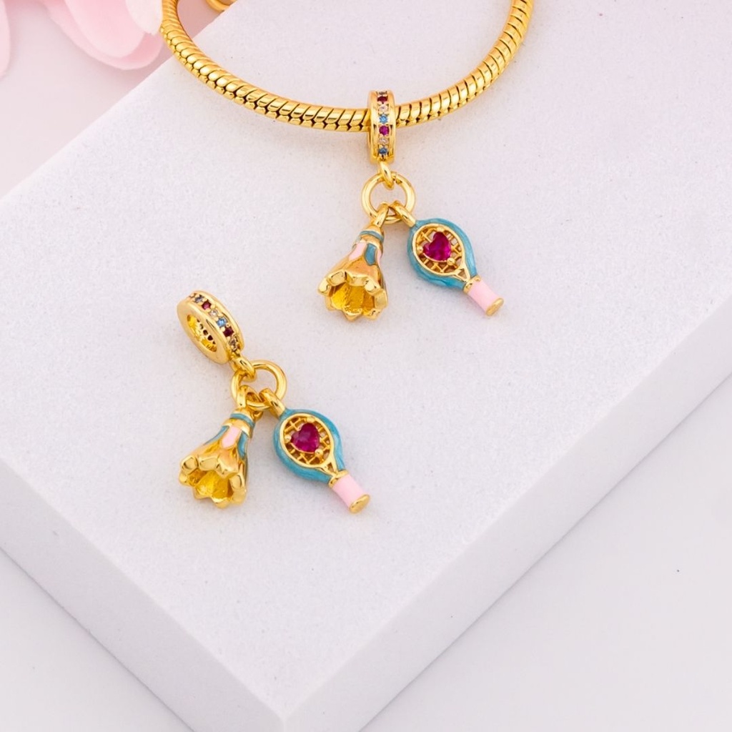 Charm raqueta baño 18k