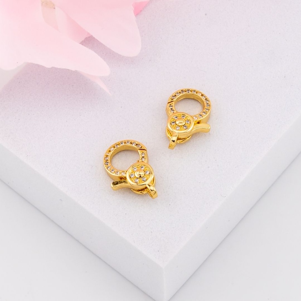 Broche perico con zirconias baño 18k