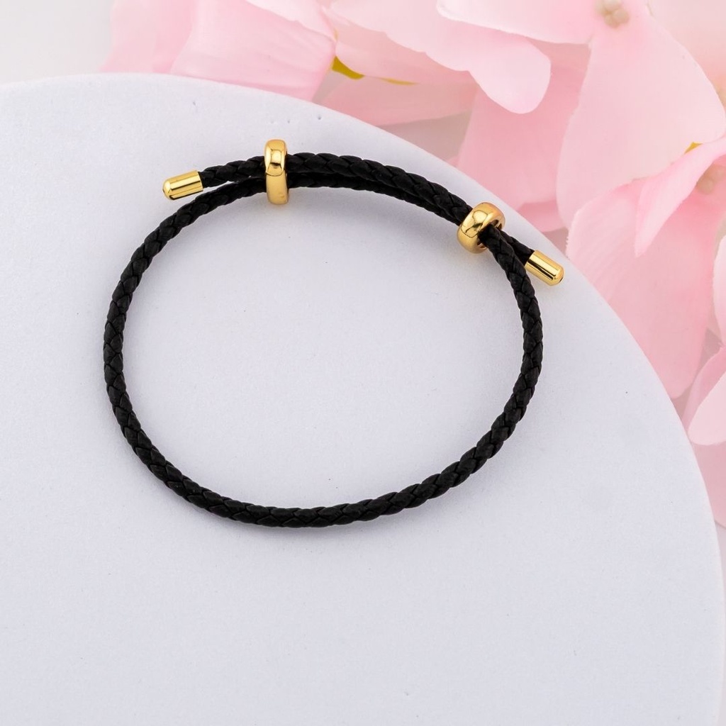 Pulsera de cuero estilo pandora (NEGRA)